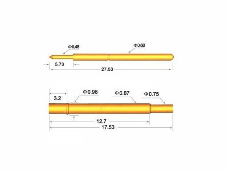 10p Φ0.0268" OAL 1.084" pogo spring test pin spear tip