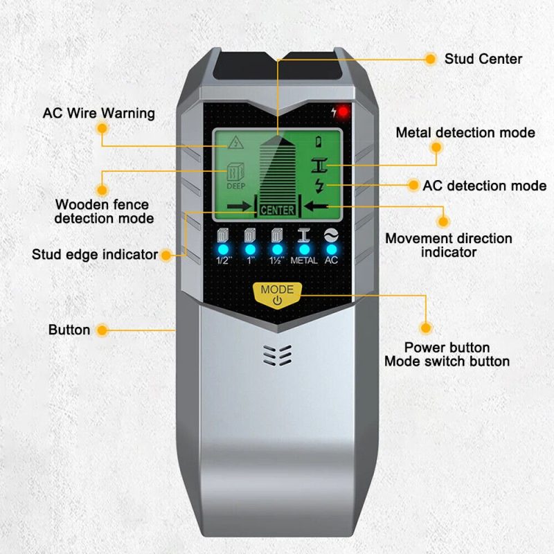 1pc 6.73“ Wall Stud Finder Sensor Wall Scanner 5 in 1 LCD Electronic Detector