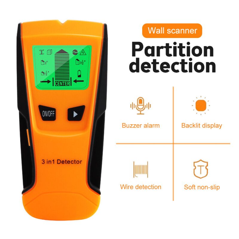 3 in 1 Digital LCD Stud Finder Wall Metal Wood Detector AC Cable Live Scanner