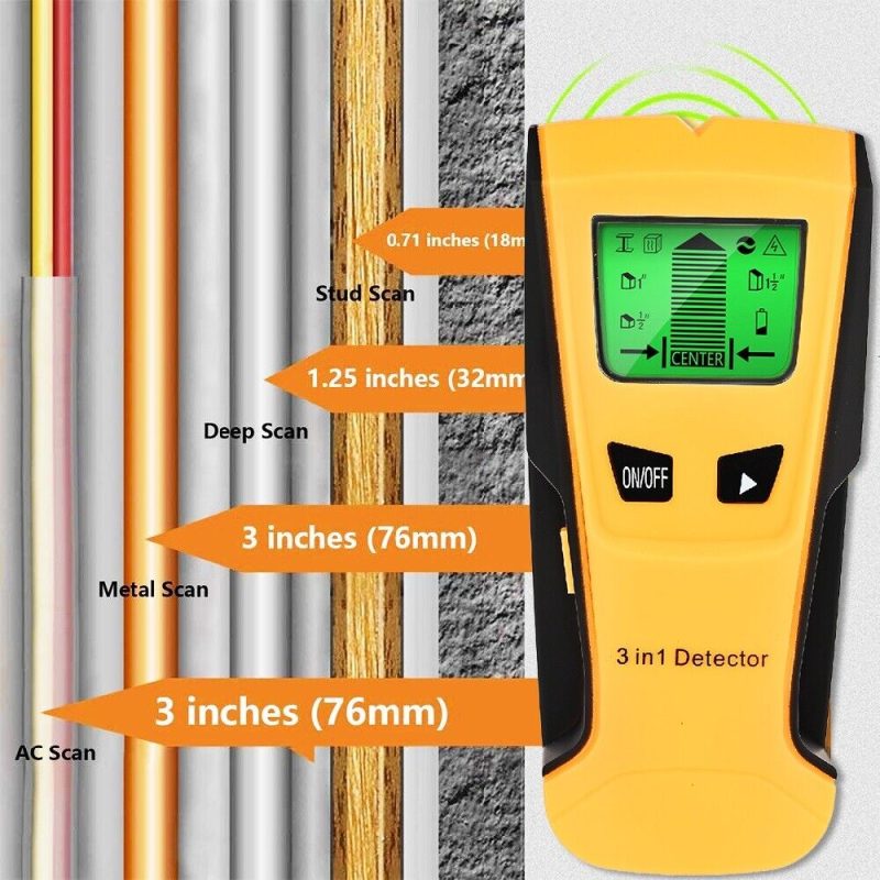 3 in 1 Digital Stud Finder Wood Metal Pipe Wire Wall Sensor Scanner LCD Detector