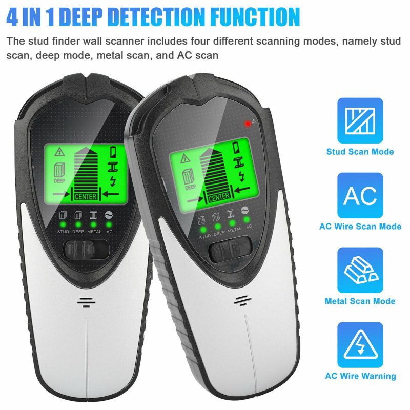 4 in 1 LCD Digital Stud Finder Wall Sensor Scanner Metal Wood AC Wire Detector