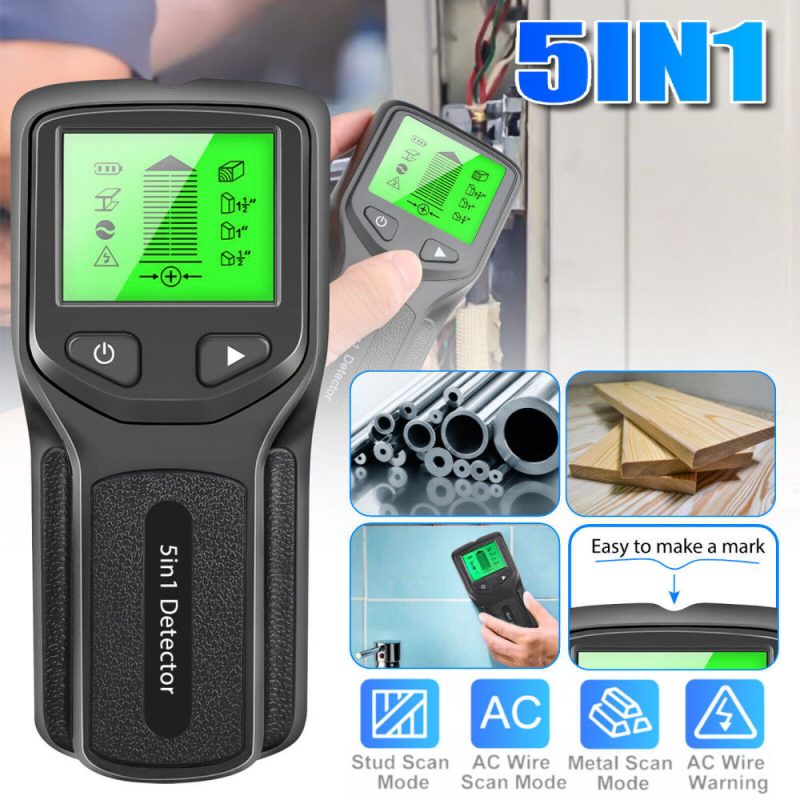 5 in 1 Digital Stud Finder Wood Metal Pipe Wire Handheld Wall Sensor Detector