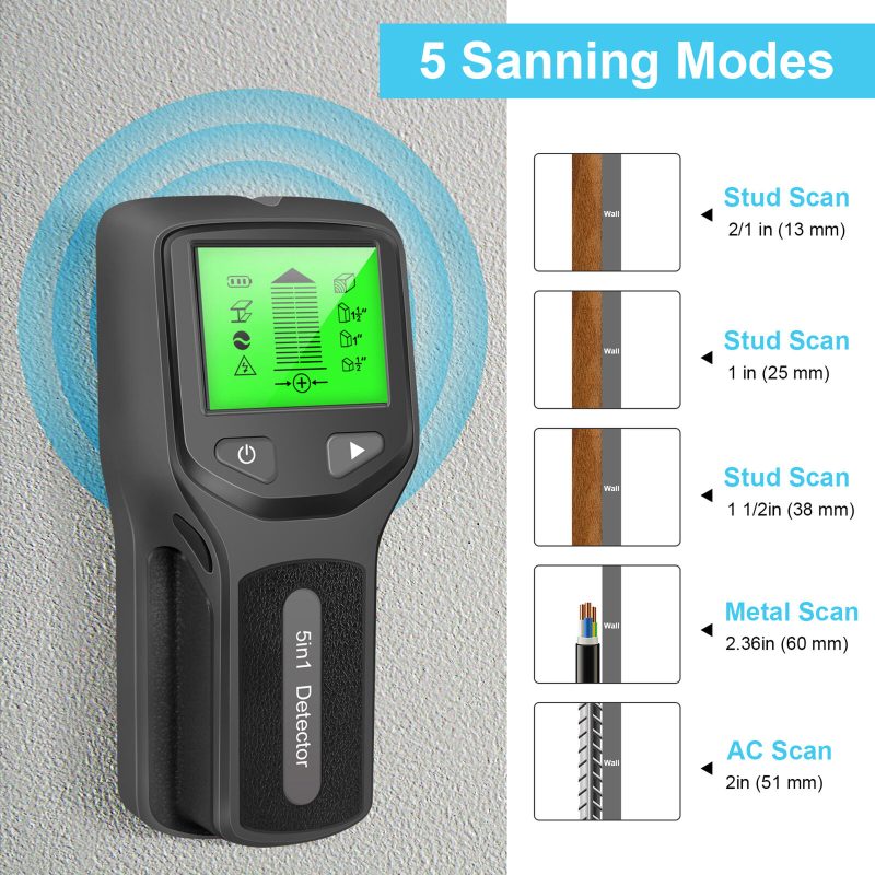 5 in 1 Digital Stud Finder Wood Metal Wire LCD Detector Wall Sensor Scanner K7J2