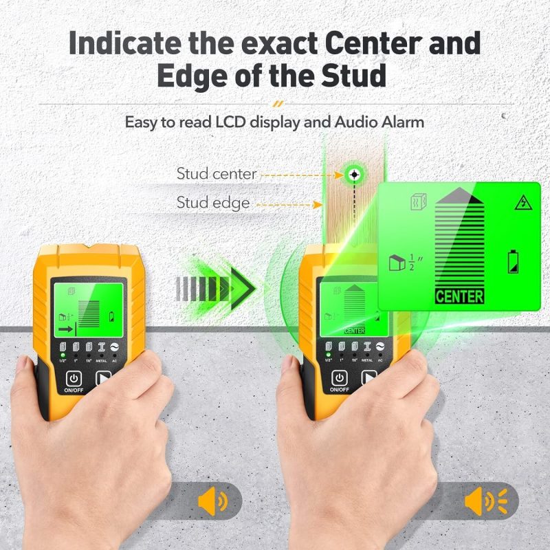 5 in 1 Electronic Wall Wood Metal Stud Finder with LCD Display for Live AC Wire