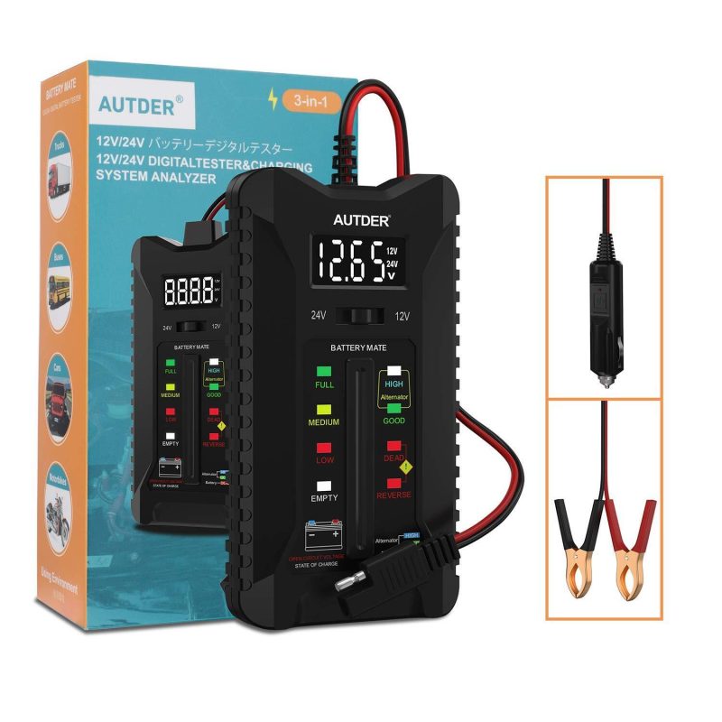 AUTDER Car Battery Tester, 12V/24V Condition Tester & Black