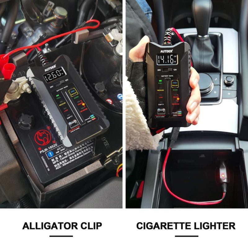 AUTDER Car Battery Tester, 12V/24V Condition Tester & Black