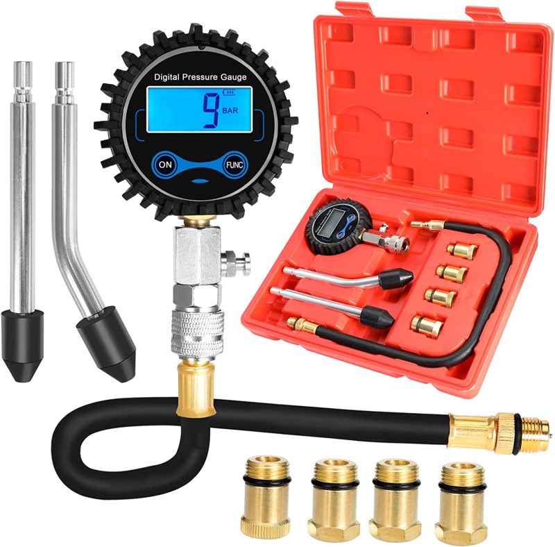 BETOOLL 8Pcs Compression Tester Automotive - Digital Compression Gauge 0-300PSI