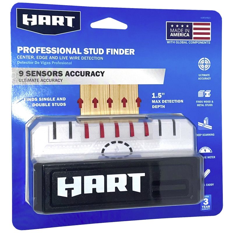 HART PROFESSIONAL STUD FINDER 5" LED DISPLAY • 9-SENSORS • LIVE WIRE METER Deep