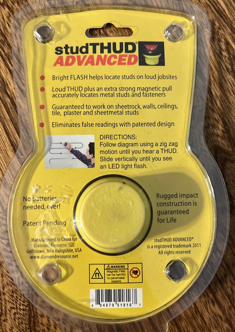 NEW Diamond Resource Stud Thud Advanced Stud Finder - No Batteries Req’d