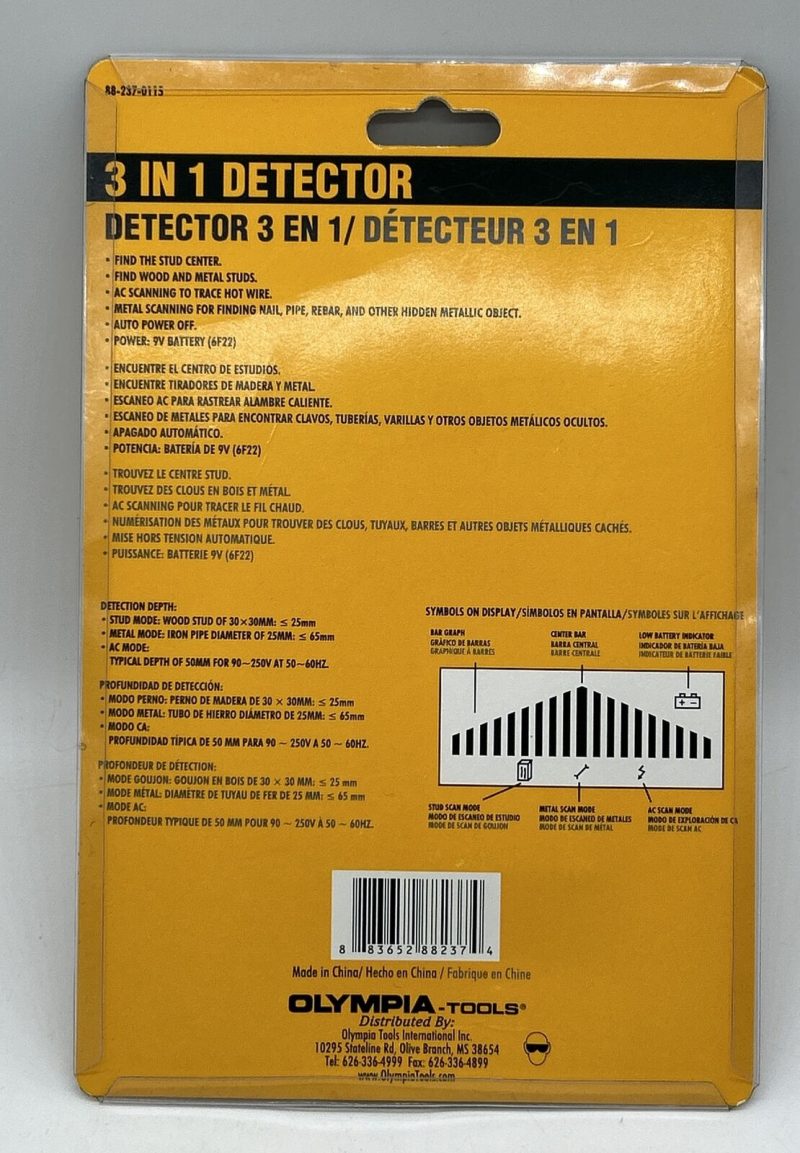 OLYMPIA-Tools 3 In 1 Detector Color Yellow 88-237-0115