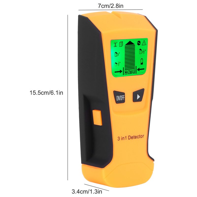 (Orange)3 In 1 Metal/AC Wire/Stud Detector Finder Portable Wall Scanner