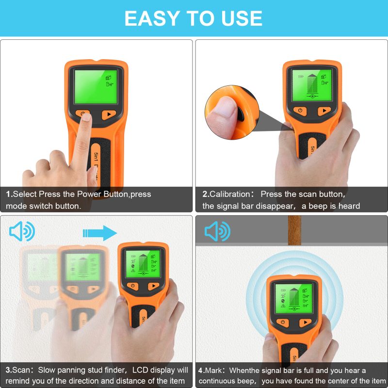 Stud Finder Sensor Versatile Reliable Large Lcd Display Stud Detector Abs