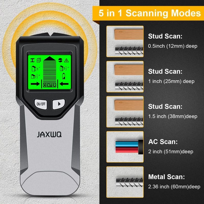 Stud Finder Wall Scanner 5 in 1 Stud Detector with Microprocessor LCD HD Display