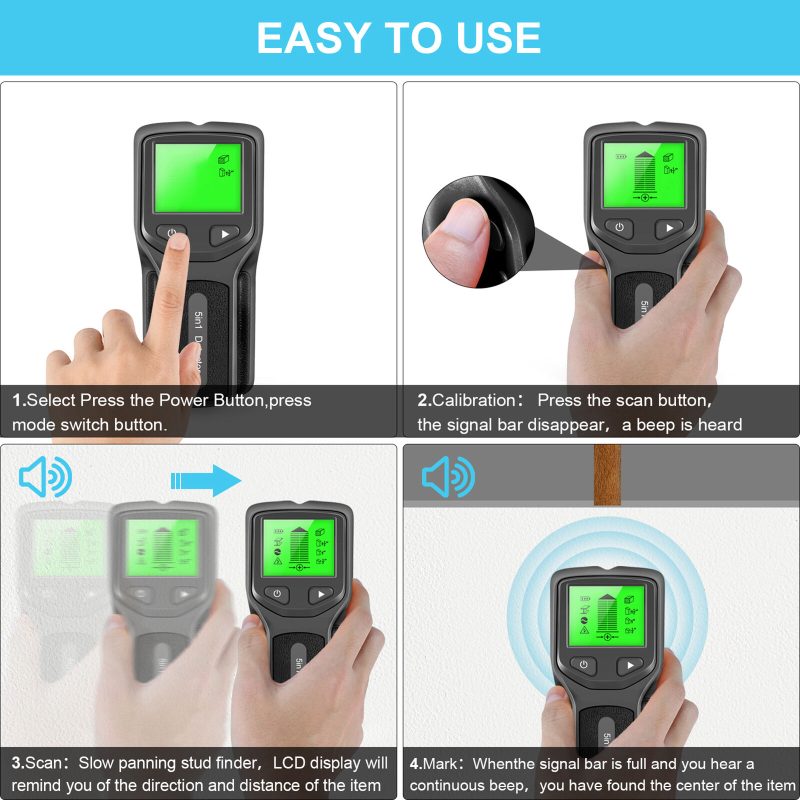 Wall Scanner Lcd Display Non-slip Portable Compact Beam Finder Multifunctional