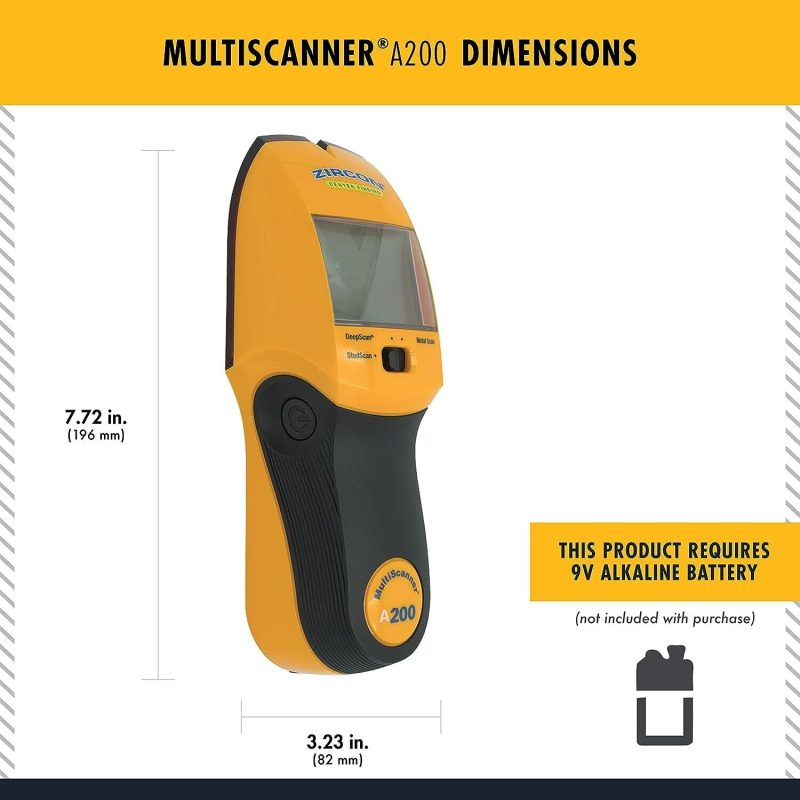 Zircon Multiscanner A200 Electronic Wall Scanner / Metal Detector/ Live AC Wi...