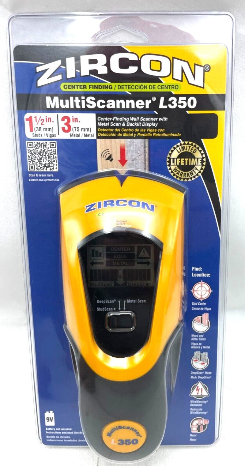 Zircon Stud Finder MultiScanner Center Finding 1 1/2" Studs 3" Metal L350