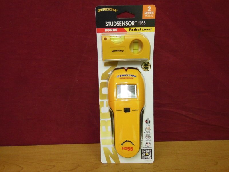 Zircon StudSensor HD55 Stud Finder - Yellow w/ Bonus Pocket Level **New**